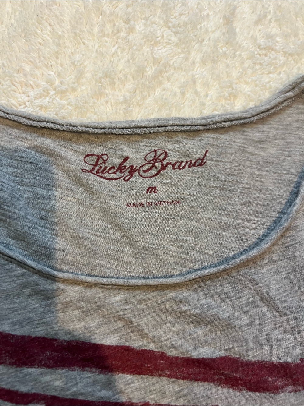 Lucky Brand Gray Off-Shoulder Long-Sleeve Top with Burgundy Graphic - Picture 5 of 5